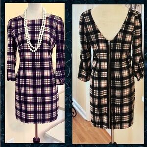 My Story, YachtWear Plaid, Exposed Zipper-Back,Long Sleeve Dress,EUC,Size Large